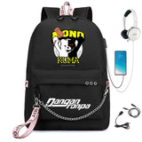 Danganronpa Backpack USB Port Monokuma School Bag Bear Pattern Teenagers Book Tr