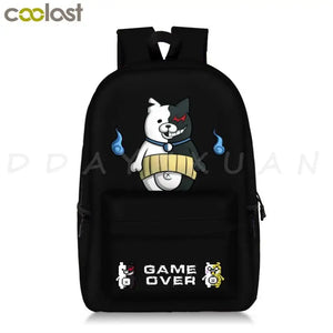 Danganronpa Backpack Boys Girls Bags Monokuma School Bag Bear Pattern