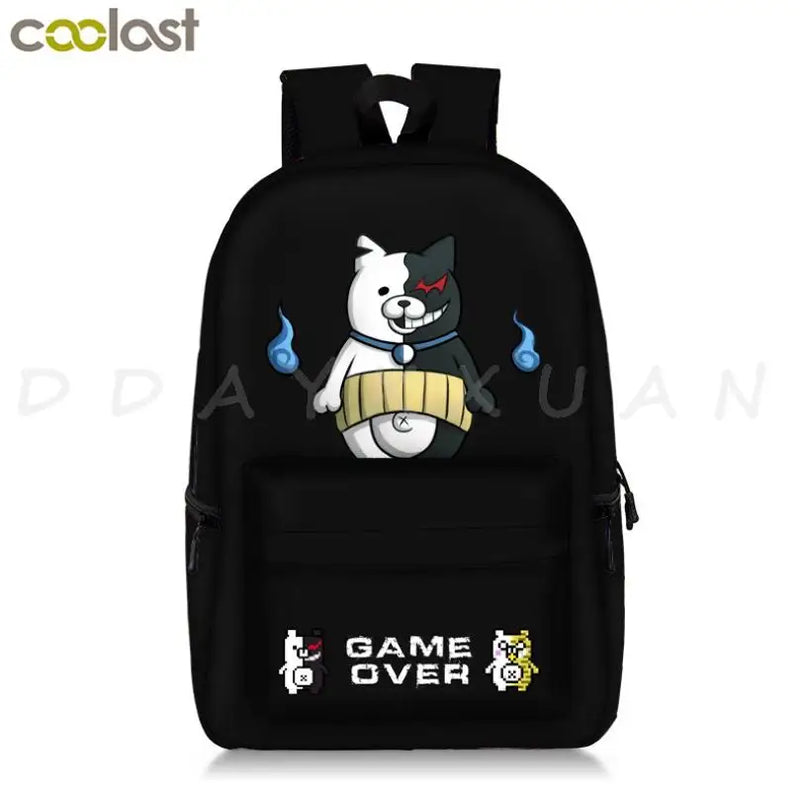 Danganronpa Backpack Boys Girls Bags Monokuma School Bag Bear Pattern