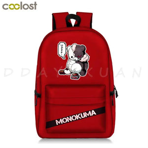 Danganronpa Backpack Boys Girls Bags Monokuma School Bag Bear Pattern