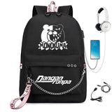 Danganronpa Monokuma Nagito Komaeda USB Charge Backpack School Travel Bag
