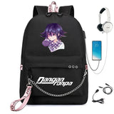 Danganronpa Monokuma Nagito Komaeda USB Charge Backpack School Travel Bag