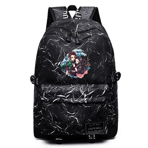 Anime Demon Slayer Backpack Unisex High School Fabric Packsack