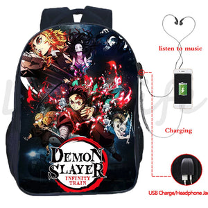 Demon Slayer USB Charging Backpack Kamado Tanjirou Nezuko School Bag
