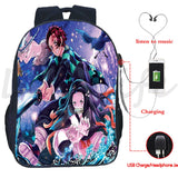 Demon Slayer USB Charging Backpack Kamado Tanjirou Nezuko School Bag
