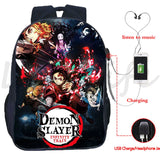 Demon Slayer USB Charging Backpack Kamado Tanjirou Nezuko School Bag
