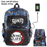 Anime Demon Slayer USB Backpack Student Schoolbag Casual Teenger Travel Knapsack