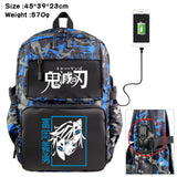 Anime Demon Slayer USB Backpack Student Schoolbag Casual Teenger Travel Knapsack