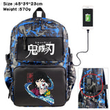 Anime Demon Slayer USB Backpack Student Schoolbag Casual Teenger Travel Knapsack