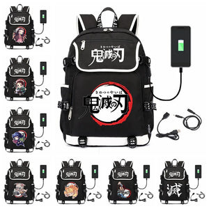 Demon Slayer Kamado Nezuko USB Backpack Bag School Bags Cosplay Men Student