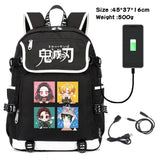 Demon Slayer Kimetsu no Yaiba Canvas Backpack with USB Charging