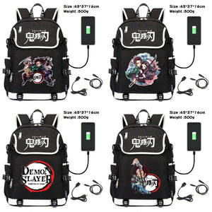 Demon Slayer Kimetsu no Yaiba Canvas Backpack with USB Charging