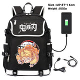 Demon Slayer Kimetsu no Yaiba Canvas Backpack with USB Charging