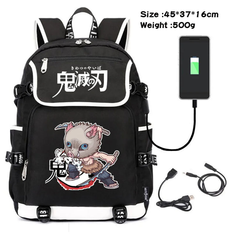 Demon Slayer Kimetsu no Yaiba Canvas Backpack with USB Charging