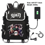 Demon Slayer Kimetsu no Yaiba Canvas Backpack with USB Charging