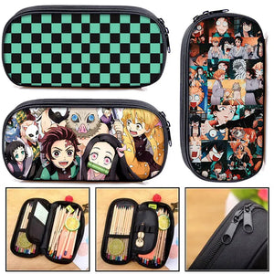 Demon Slayer Pencil Bag Canvas Zipper Stationery School Supplies