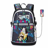 Anime Demon Slayer USB Backpack Reflective Stripe