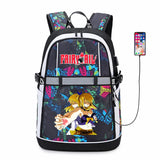 Anime FAIRY TAIL Reflective Stripe Oxford USB Backpack