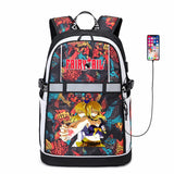 Anime FAIRY TAIL Reflective Stripe Oxford USB Backpack