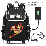 Anime Fairy Tail Canvas Backpack USB Charging Schoolbag