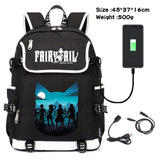 Anime Fairy Tail Canvas Backpack USB Charging Schoolbag