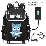 Anime Fairy Tail Canvas Backpack USB Charging Schoolbag