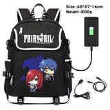 Anime Fairy Tail Canvas Backpack USB Charging Schoolbag