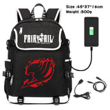 Anime Fairy Tail Canvas Backpack USB Charging Schoolbag