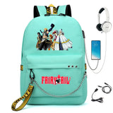 Fairy Tail Nylon Backpack USB Charge Schoolbag Student Laptop Bag
