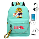 Fairy Tail Nylon Backpack USB Charge Schoolbag Student Laptop Bag