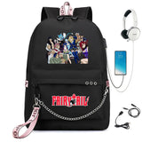 Fairy Tail Nylon Backpack Schoolbag USB Charge Teenger Travel Laptop Bag
