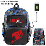 Fairy Tail Nylon Backpack USB Schoolbag Travel Laptop Bag