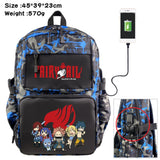 Fairy Tail Nylon Backpack USB Schoolbag Travel Laptop Bag