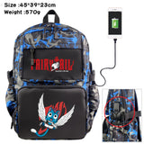 Fairy Tail Nylon Backpack USB Schoolbag Travel Laptop Bag