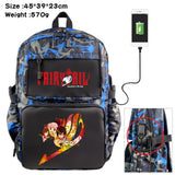 Fairy Tail Nylon Backpack USB Schoolbag Travel Laptop Bag