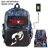 Fairy Tail Nylon Backpack USB Schoolbag Travel Laptop Bag