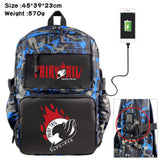 Fairy Tail Nylon Backpack USB Schoolbag Travel Laptop Bag