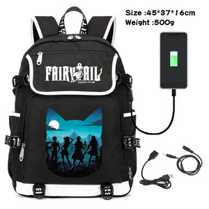 Anime Fairy Tail Teenager Backpack Boys Girls Packsack Canvas Cartoon Travel Sch