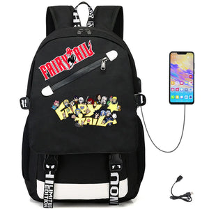 Anime Fairy Tail USB Casual Schoolbag Fabric Oxford Backpack Student Rucksack