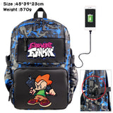 Anime Friday Night Funkin Nylon Backpack USB Schoolbag Laptop Bag
