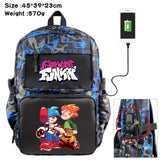 Anime Friday Night Funkin Nylon Backpack USB Schoolbag Laptop Bag