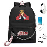 Anime FMA Backpack USB Headphone Teen Student School Bag Travel Laptop Rucksack