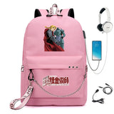 Fullmetal Alchemist Nylon Backpack USB Schoolbag Student Laptop Bag