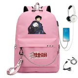 Fullmetal Alchemist Nylon Backpack USB Schoolbag Student Laptop Bag