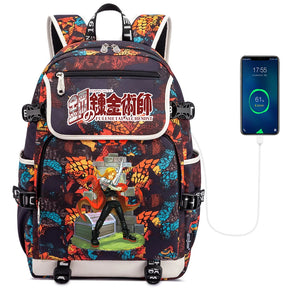 Anime FMA Student School Bag Canvas Backpack Laptop Bag