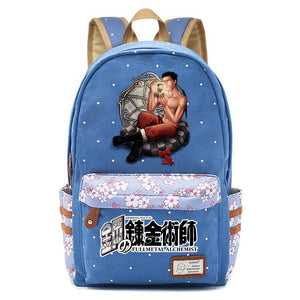 Anime Fullmetal Alchemist Zip Print Backpack Canvas Packsack