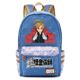 Anime Fullmetal Alchemist Zip Print Backpack Canvas Packsack