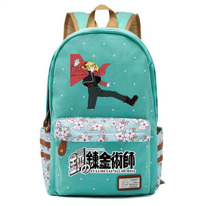 Anime Fullmetal Alchemist Zip Print Backpack Canvas Packsack