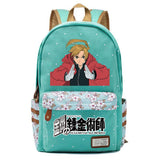 Anime Fullmetal Alchemist Zip Print Backpack Canvas Packsack