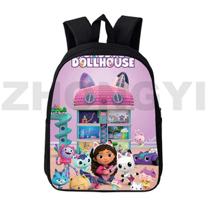 Anime Gabby's Dollhouse 3D Backpacks 12/16 Inch School Back Pack for Boys Girls